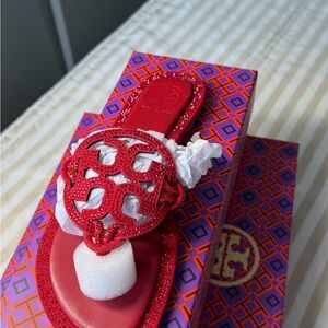 Tory Burch Red Embellished Sandals
